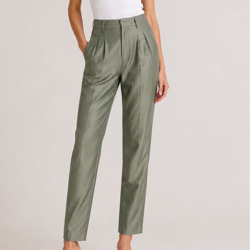 Rebecca‎ Taylor Lofty Twill Pants Olive Green Straight Trousers NWT Size 2